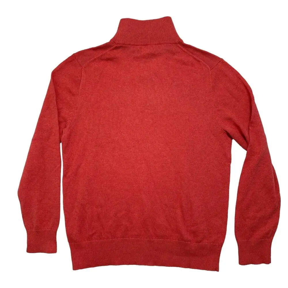 J.CREW Cotton Half Zip Sweater in Coral Orange Size Medium Men #BF091 Denim Blue